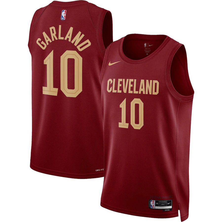 Men Cleveland Cavaliers 10 Darius Garland Nike Wine Icon Edition 2022-23 Swingman NBA Jersey